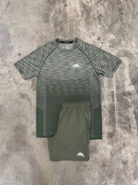t-bg short set -khaki gradient