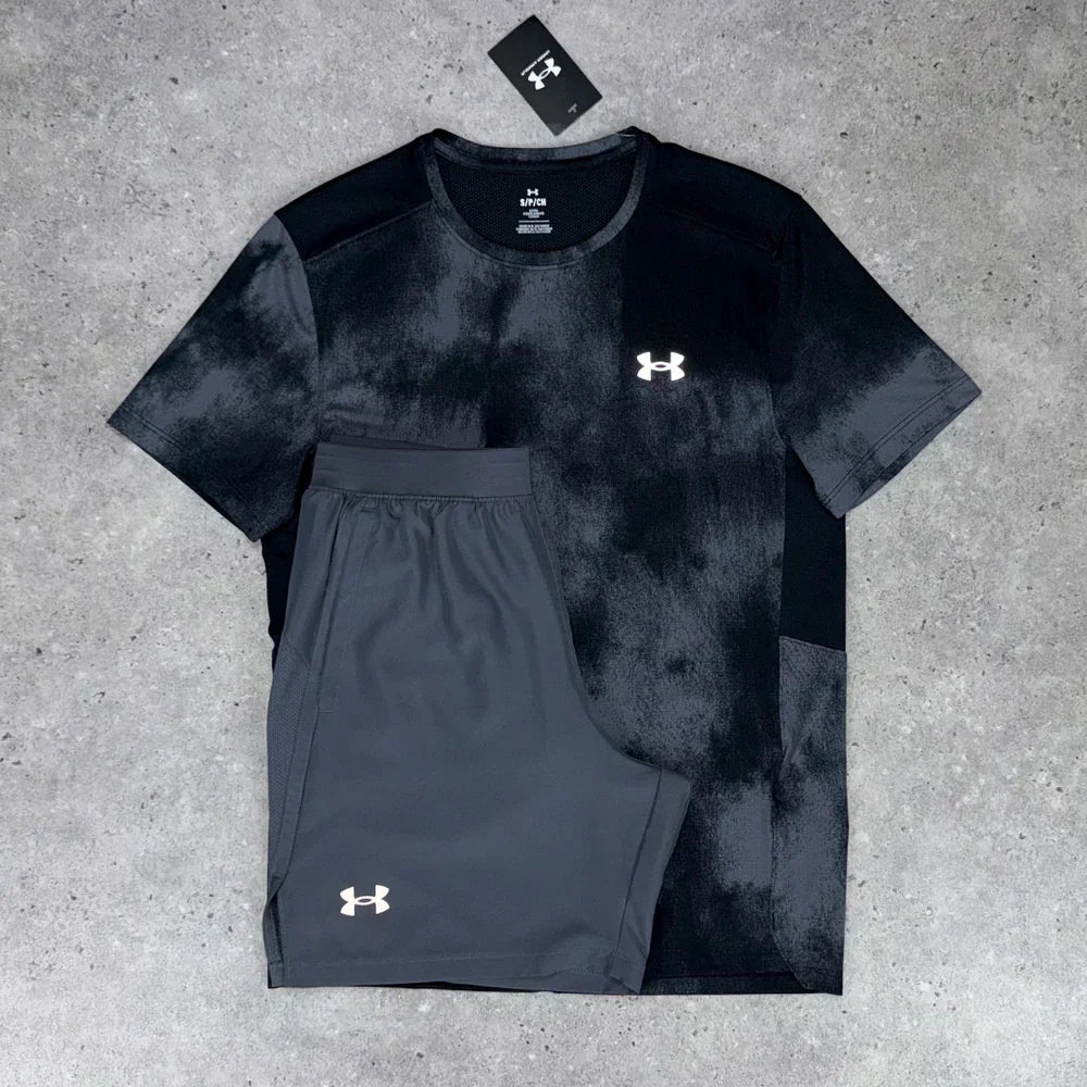 un arm short set - smoke grey