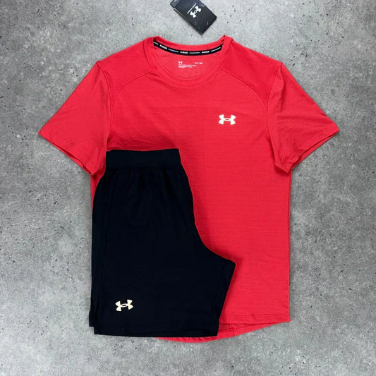 UN ARM SHORT SET - RED/BLACK